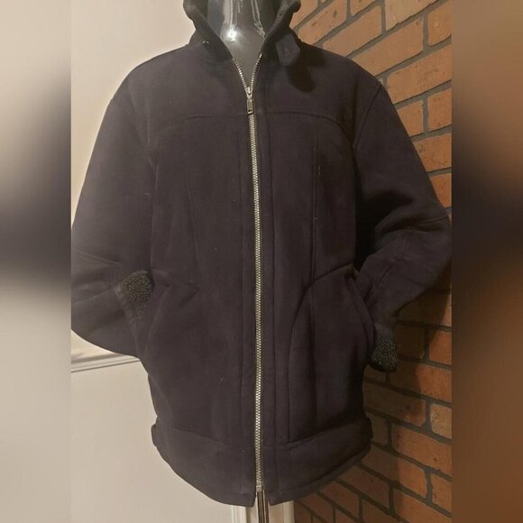 Streetwear Aviator Jacket Black Sherpa Lined Vintage Bomber - Picture 3 of 12